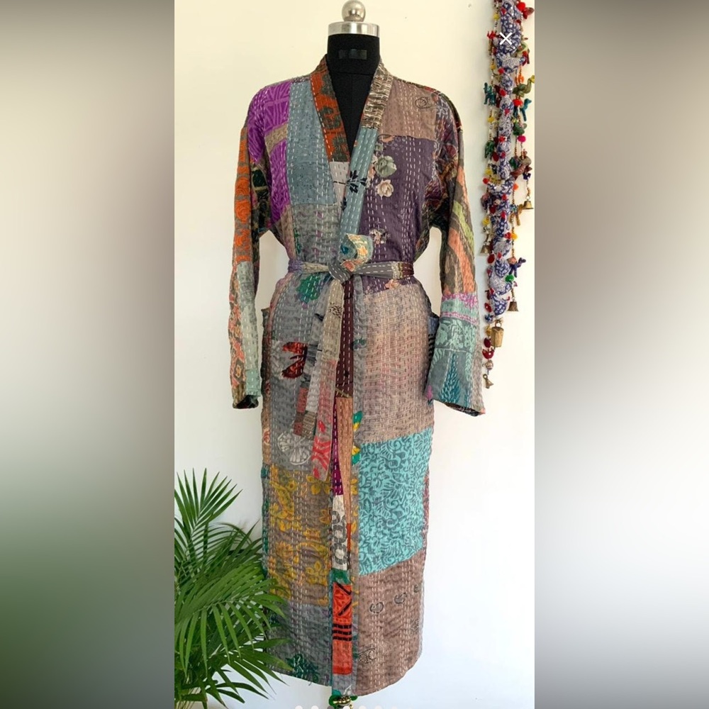 New Patchwork Silk Kantha Robe from London. Indian, Boho, Ethnic, Anthropology